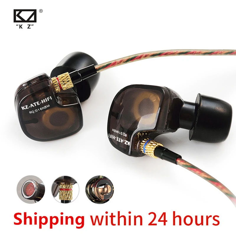 Медные Hi Fi наушники KZ ATE ATR HD9 с драйвером спортивные вкладыши для бега стерео