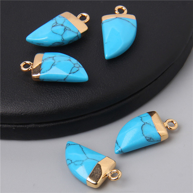 Natural Stone Pendants Faceted Agates Crystal Turquoises Opal Amethysts Quartz Pendant Charm for Jewelry Making 10x20mm Diy