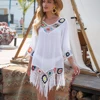 White Crochet Bikini Cover Up With Fringe Trim Women Sexy Hollow Tunic Beach Dress 2022 Summer Bathing Suit Beachwear ► Photo 3/6