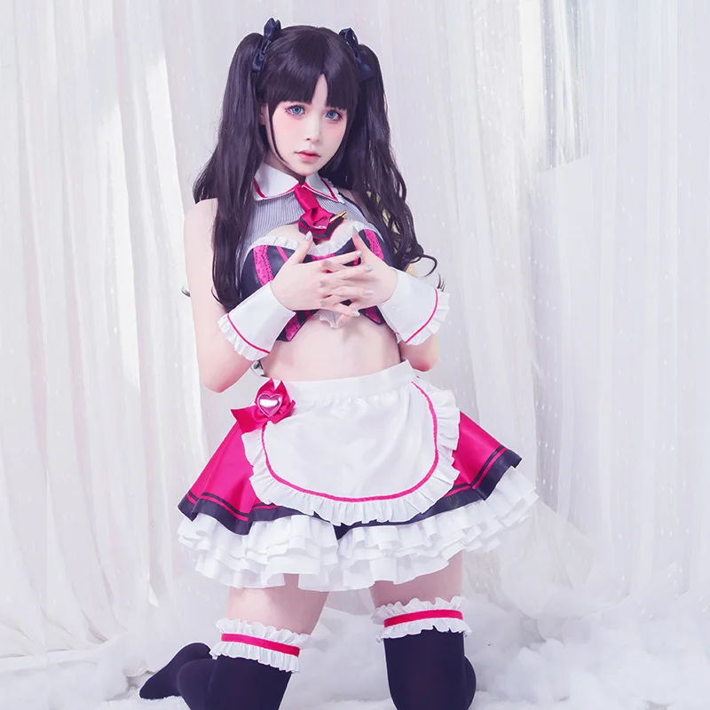 

Game FGO Cosplay Costume Tohsaka Rin Valentines Street Choco Maid Dresses Cosplay Costumes cosplay wigs