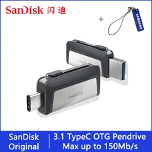 Sandisk type C OTG USB флэш-накопитель 64 128 ГБ Флешка 128 Гб 64 ГБ 32 ГБ 256 ГБ флеш-накопитель 3,1 USB флешка диск на ключе памяти для телефона