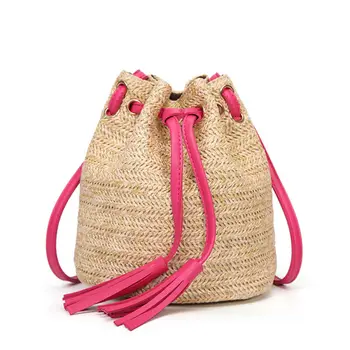 

Goocheer Lady Handbag Vintage Rattan Straw Bucket Bag Woven Single Shoulder Bag Bohemian