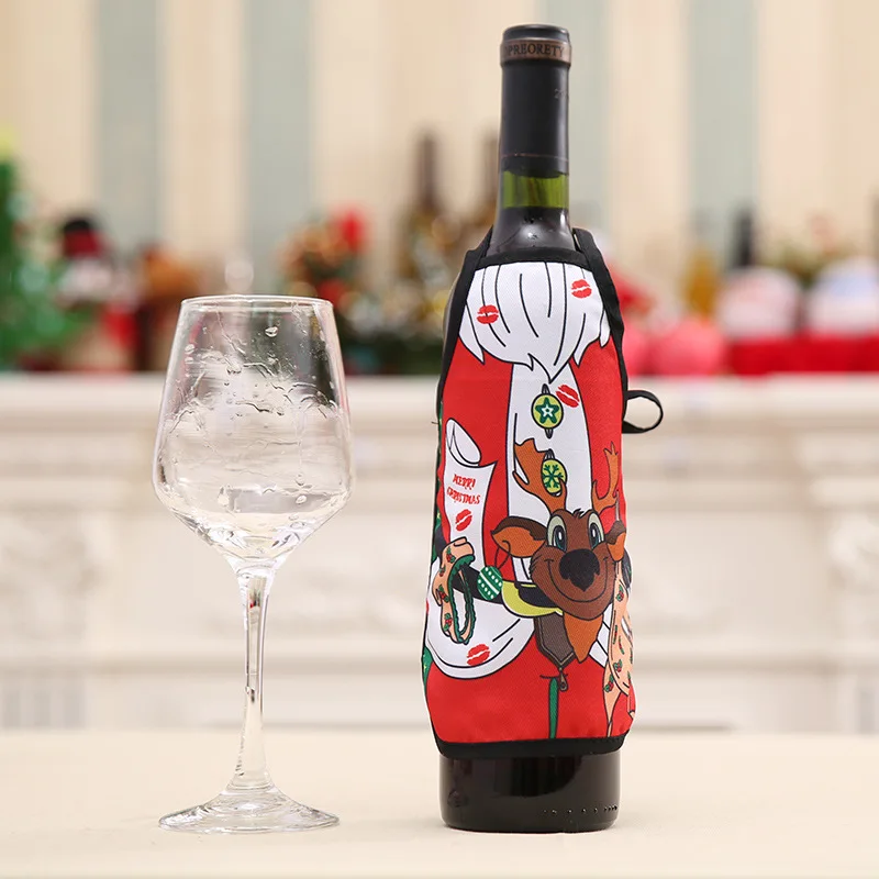 1 шт. рождественские украшения для дома Санта Клаус винный фартук для бутылки снеговик чулок держатели для подарков Рождественский Декор год - Цвет: deer