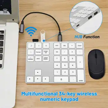 

34 Keys Numeric Keyboard Wired / Wireless bluetooth Keypad Digital Keyboard for MacBook PC Desktop Laptop Aluminum Alloy / ABS