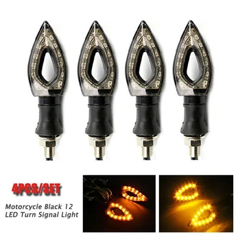 

4x New Universal Motorcycle Black 12 LED Turn Signal Indicators Blinker Amber Light