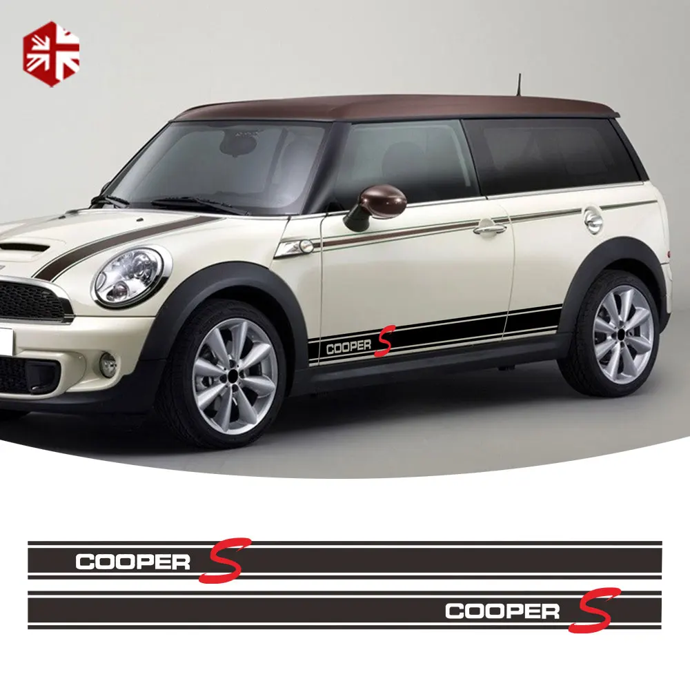 Etiquetas engomadas gráficos de vinilo en las rayas laterales para Mini Cooper S Uno Clubman 