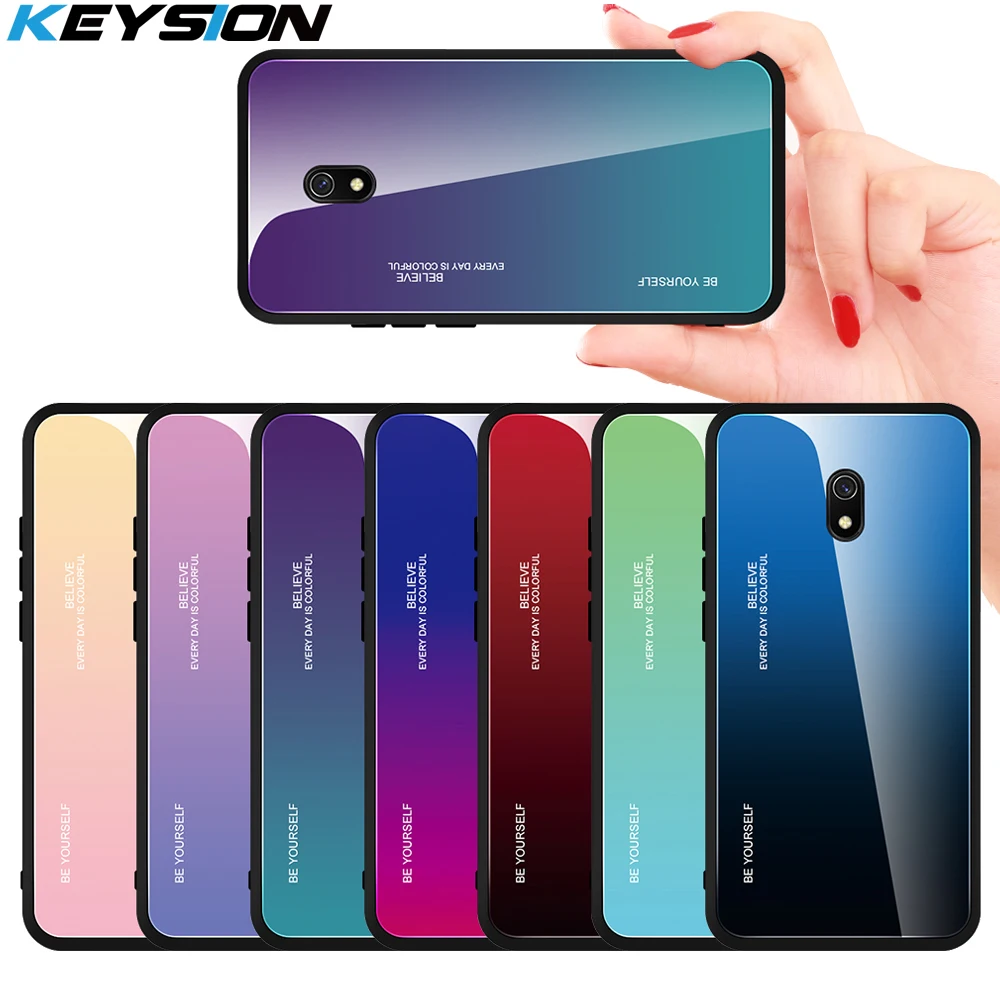 Чехол из закаленного стекла KEYSION с градиентом для Xiaomi Redmi 8A 8 7A 7 Силиконовый