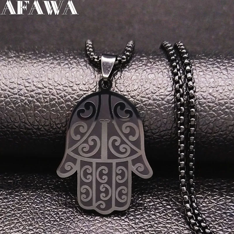 Модное мужское ожерелье из нержавеющей стали Hamsa черное массивное ювелирное