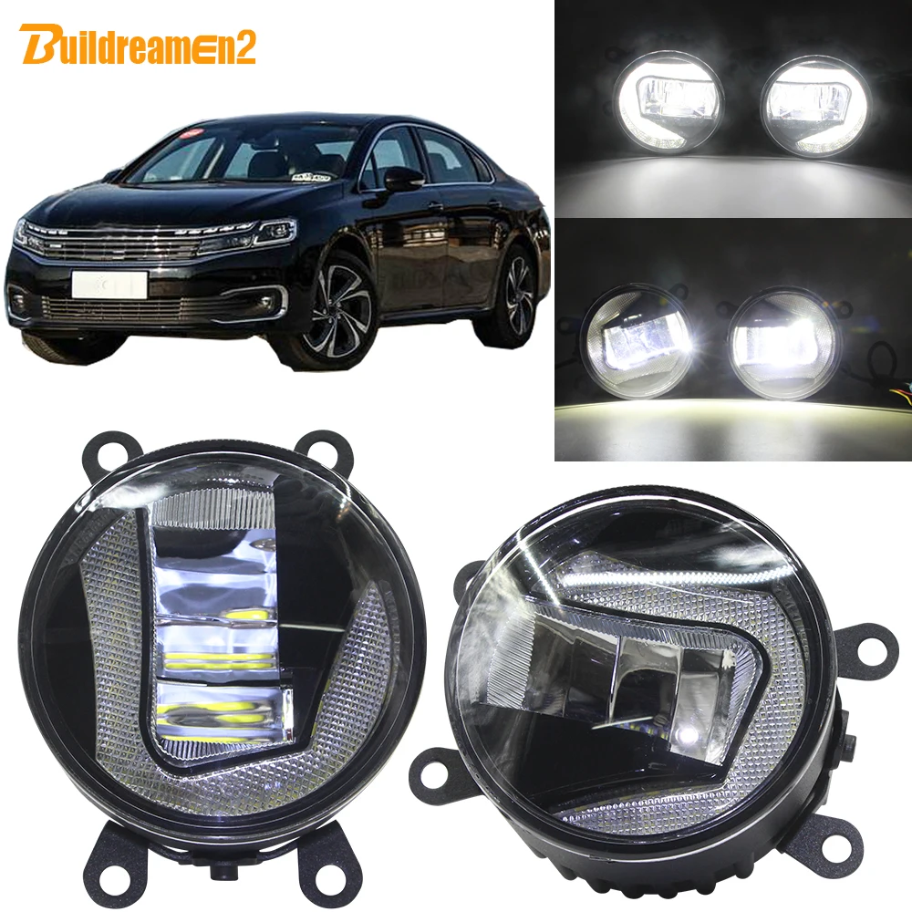 

Buildreamen2 Car LED Projector Front Fog Light + DRL Daytime Running Lamp White 90mm 12V For Citroen C6 TD_ Saloon 2005-2015