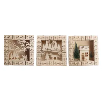 

Christmas Tree Wooden Advent Calendar Countdown Decoration 24 Drawers with LED Light