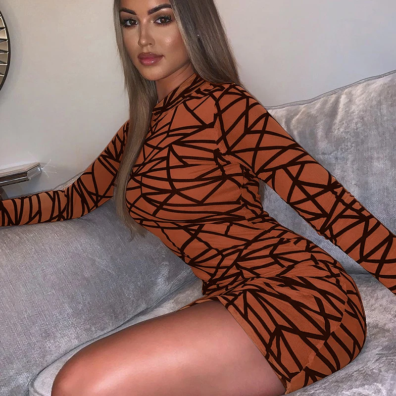 InstaHot Сетчатое Облегающее с длинными рукавами платье с круглым вырезом Тонкий Повседневный осенний вечерние Клубные облегающие сексуальные мини платья Женская мода