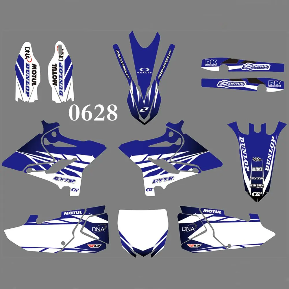 Для YAMAHA YZ125 YZ250 полный Графика наклейки Набор наклеек на заказ Номер Название Глянцевые Наклейки Водонепроницаемый