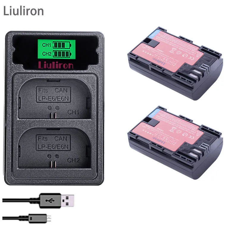 2650 мАч LP E6 LP-E6 LPE6 батарея для цифровой камеры+ USB lcd двойное зарядное устройство для Canon Mark II Mark III 6D 7D 60D 60Da 70D 80D 5DS 5D
