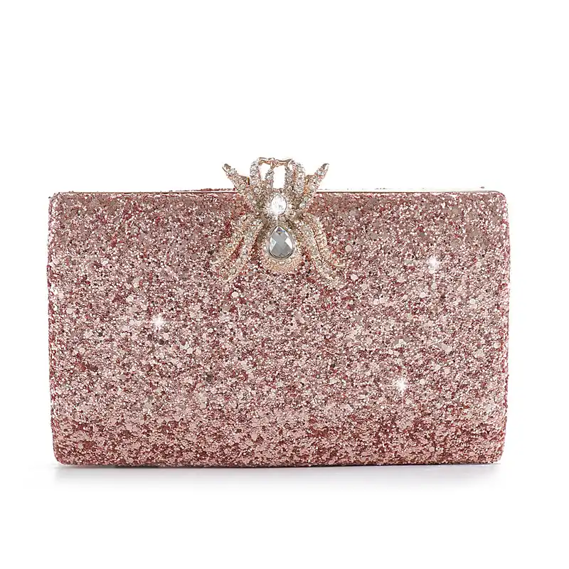 pink glitter clutch bag