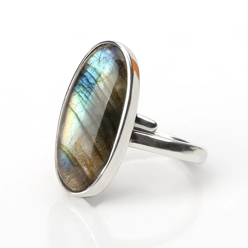 Natural Labradorite Rings 925 Sterling Silver Gemstone For Women Party Birthday Trendy Jewelry Gift