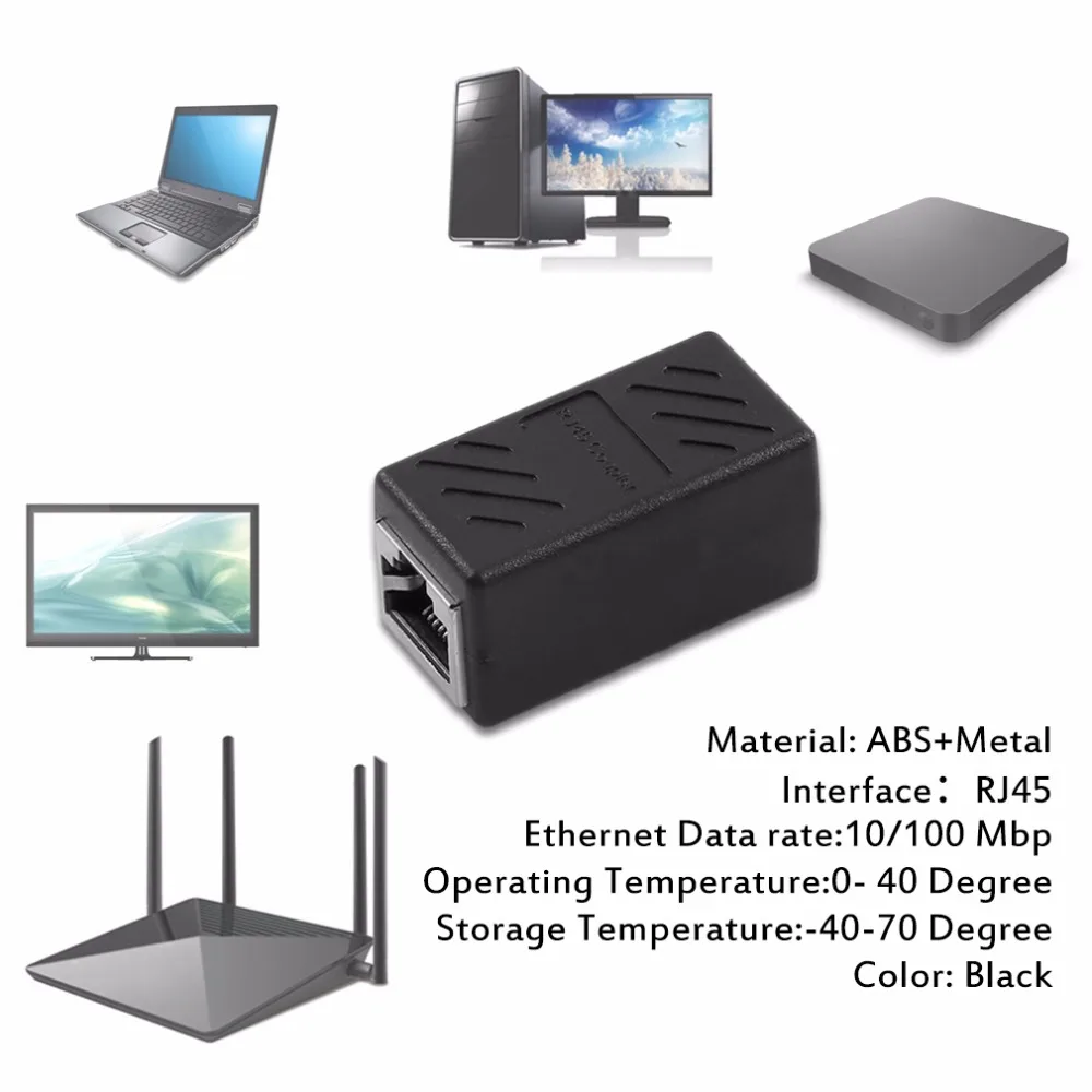 OXA Black Female to Female Network LAN Connector Adapter Coupler Extender RJ45 Ethernet Cable Join Extension Converter Coupler