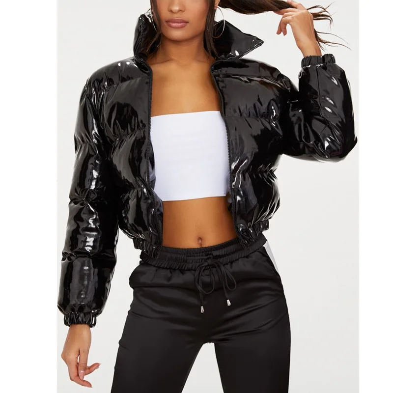 Cropped black bubble coat Clearance