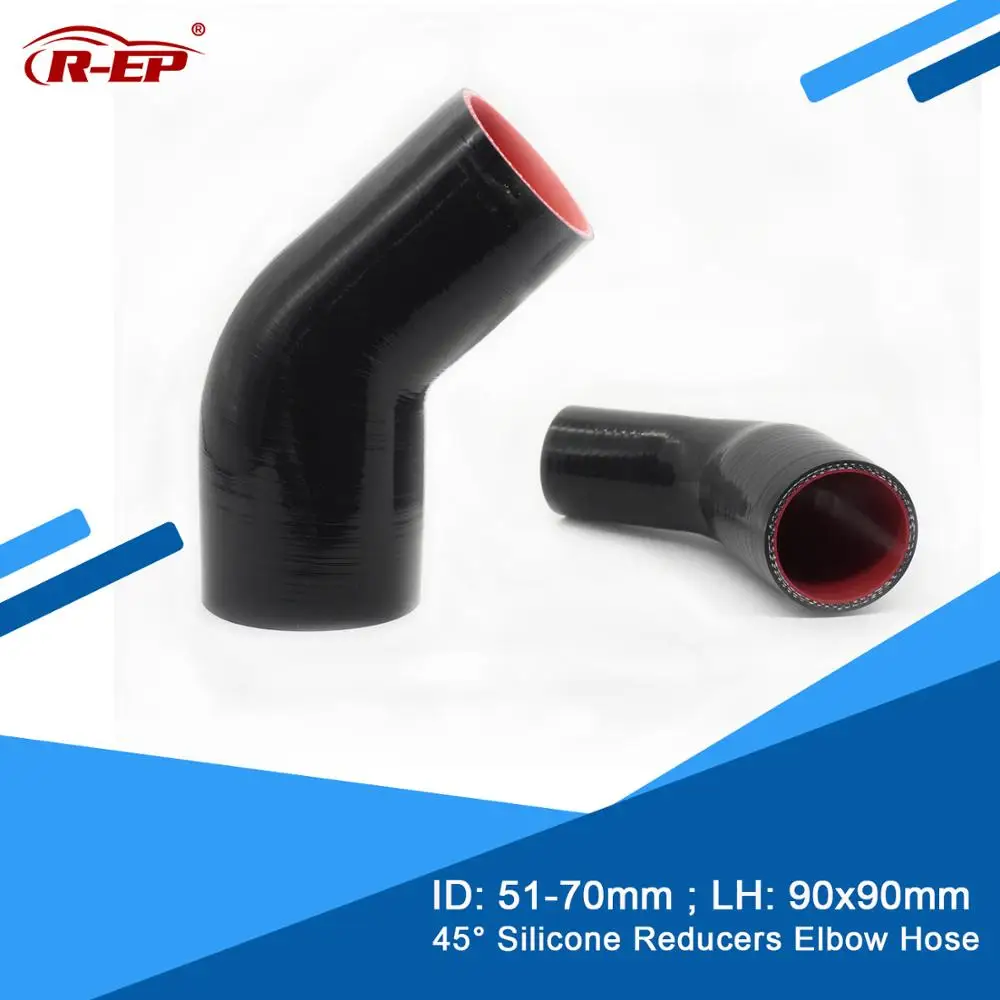 

R-EP 45 degrees Reducer Silicone Elbow Hose 51-70MM Rubber Joiner Inter cooler New Silicone for Radiator Tube High Temperature