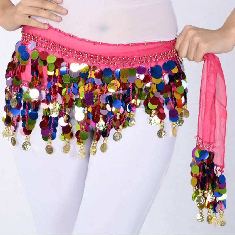 Belly Dance Skirt with Sequins Indian Stage Practice Performance Metal
