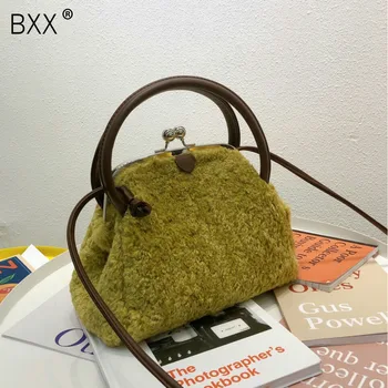 

[BXX] Faux Fur Small Crossbody Bags For Women 2020 Winter Clip Female Shoulder Messenger Bag Female Handbags And Purses HJ344