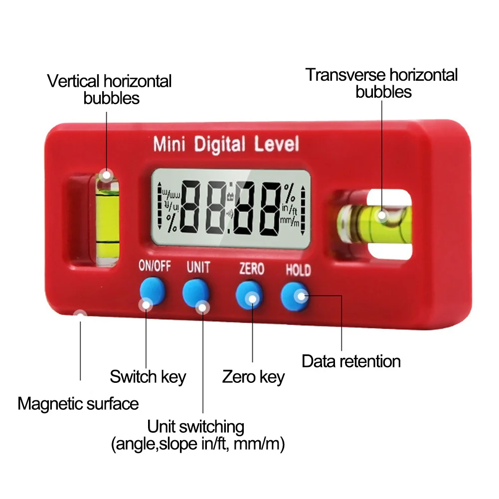 Многофункциональные инструменты Инклинометр для домашнего использования угловая линейка, измерительный инструмент практичный цифровой дисплей Портативная Шкала уровня