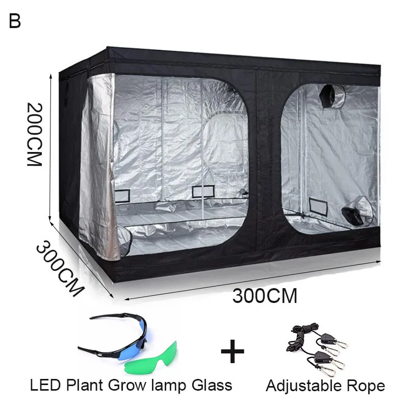 BEYLSION 300*300*200 см тент для выращивания растений, тент для выращивания растений, запчасти для лампы для выращивания растений в помещении, палатки для выращивания растений, система посадки для теплицы - Испускаемый цвет: B With Glasses