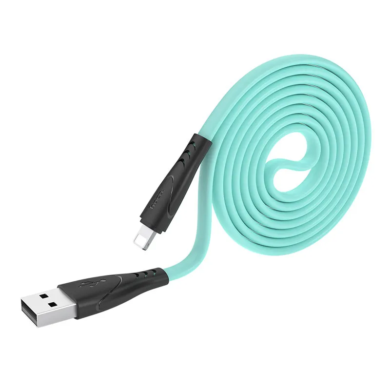green HOCO X42, 28 шт./лот,, 1 м, мягкий силиконовый usb-кабель для iPhone, кабель типа C, микрокабель для samsung USB-C, зарядный провод - Цвет: green