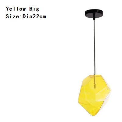 Yellow 22cm Nordic Lamp Colored Glass Interior Decoration Lighting Ice Chandelier Dining room lustre pendente cristal Chandelier Lighting - Цвет абажура: Yellow 22cm