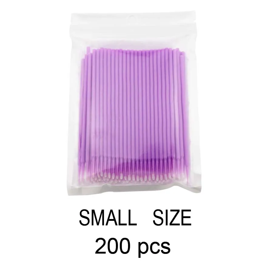 200 шт одноразовые стерильные палочки для очистки ресниц, высокое качество, инструмент для макияжа, наращивание ресниц, одноразовые ватные палочки - Цвет: Light purple-200Pcs