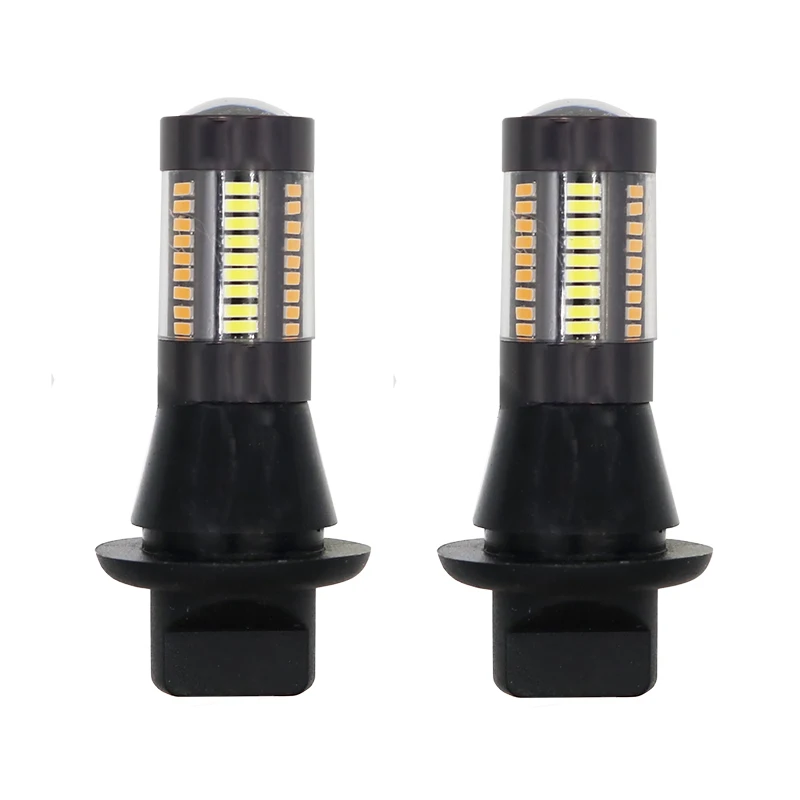 Car LED Dual-color Turn Signal Daytime Running Light Dual-mode Decoding 66 Lights 4014 White and Yellow Anti-stroboscopic Lights led spotlights indoor