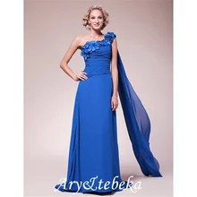 A-Line Mother of the Bride Dress One Shoulder Watteau Train Sweep / Brush Train Chiffon Sleeveless with Side Draping Flower 2021