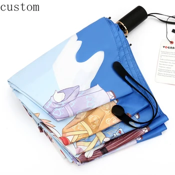 

Cartoon Anime Logo Custom Windproof Automatic Umbrella Printing Sunproof Umbrellas with Your Design