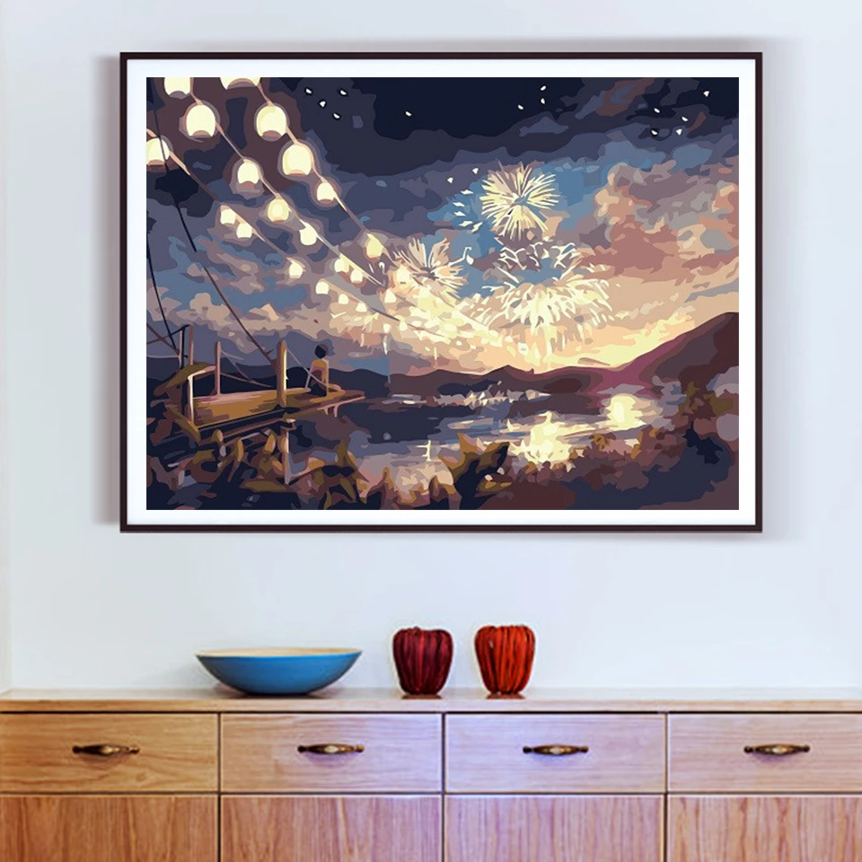 AZQSD Paint By Number Canvas Painting Kits Winter Landscape Unframe Decor Acrylic Paint Coloring By Numbers Handpainted Gift