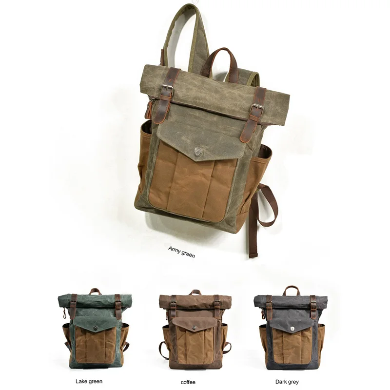 Luxury Vintage Backpacks for Men Women Oil Wax Travel Backpack Large Waterproof Daypacks Retro Backpack