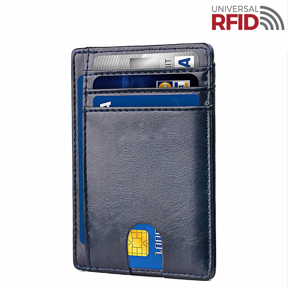 Тонкий RFID блокирующий кошелек, кредитный ID держатель для карт, кошелек, чехол для денег для мужчин и женщин, натуральная кожа, модная сумка для 8 карт - Цвет: C3