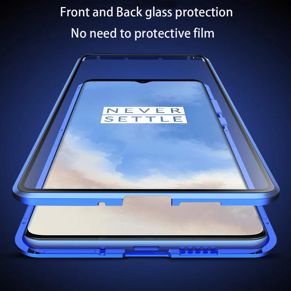 Магнитный чехол для Oneplus 7T 7 Pro 7, чехол, двусторонняя стеклянная металлическая рамка, 360, полная Защита, Чехол для Oneplus 7T Funda