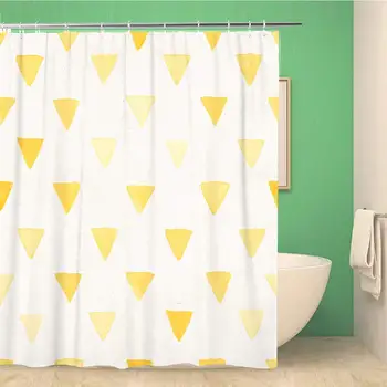 

Bathroom Shower Curtain Cute Hand Watercolor Pattern on Subtle Geometric Paint Triangle 72x78 inches Waterproof Bath Curtain Set