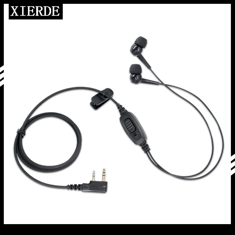 

1 pc 2 Pin Ear Earpiece Mic PTT Headset for Kenwood BAOFENG Walkie Talkie UV-5R 777 888s Radio Double Earplugs Earphones