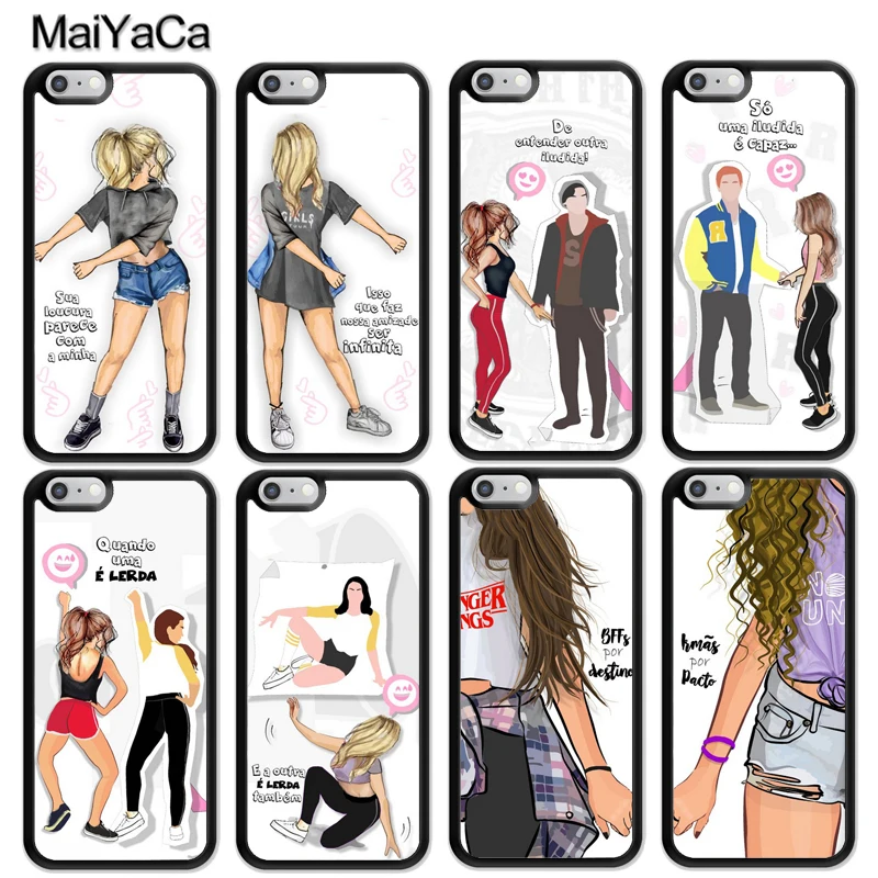 Cute Bff Girl Best Friend Couple Phone Case For Iphone 13 12 Pro Max Mini 11 Pro Max Xs X Xr 6s 7 8 Plus Se Coque Mobile Phone Cases Covers Aliexpress