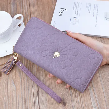 

2020 Fashion Womens Wallets Simple Zipper Purses Black White Gray Red Long Section Clutch Wallet Soft PU Leather Money Bag