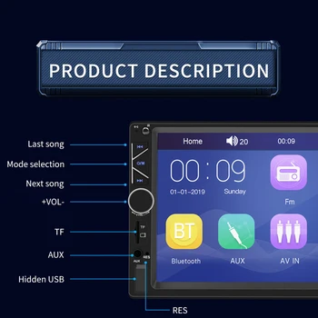

Popular Auto radio 7 inch HD Screen Digital Display Bluetooth Mirrorlink USB FM AUX Car MP5 Player For Car