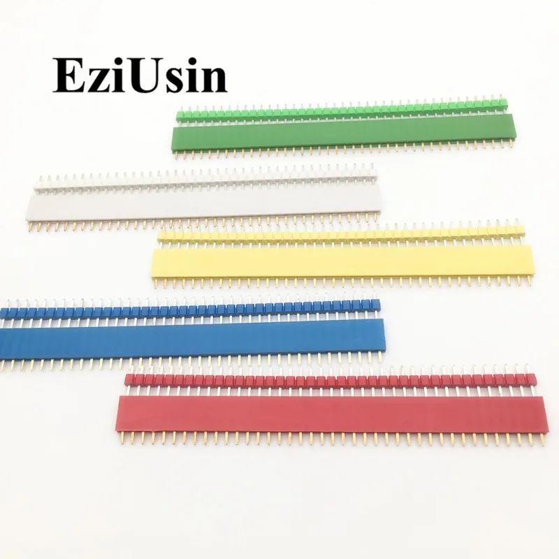10pcs 5 Pairs 40 Pin 1x40 Single Row Male Female 2.54 Red Yellow Blue White Green Pin Header PCB JST Connector Strip for Arduino