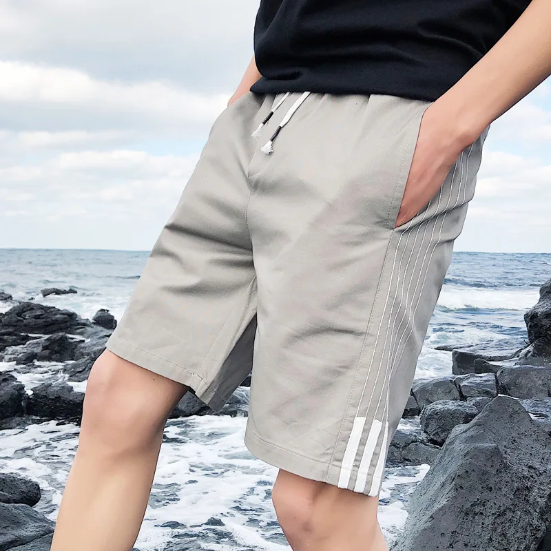 

2019 Summer New Style Korean-style Slim Fit Pure Cotton Casual Beach Shorts Versatile Simple Fashion Breathable MEN'S Shorts