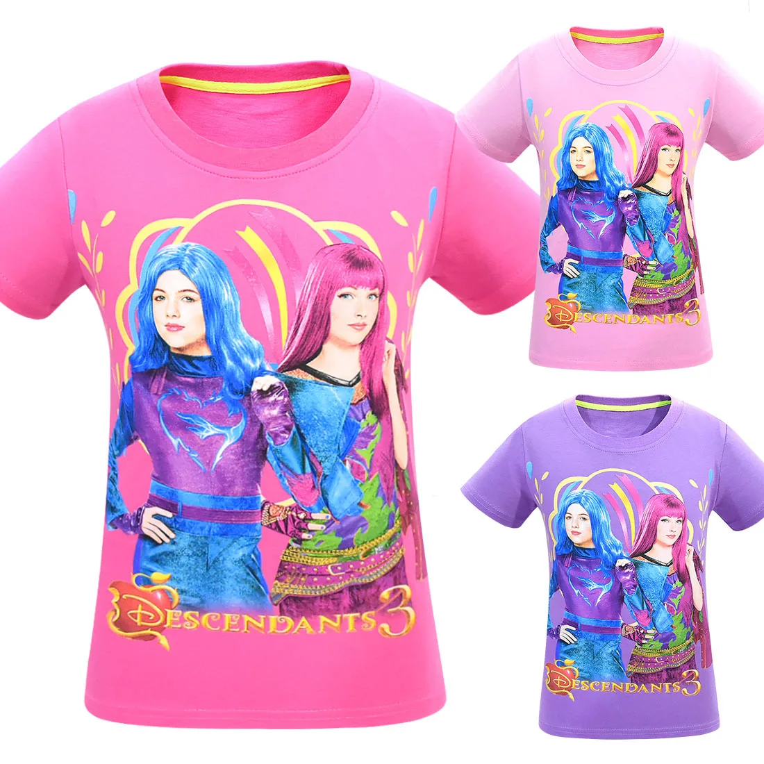 Summer Children T-Shirts Tops Short Sleeve Descendants 3 Girls T-shirt Cartoon Clothing Casual Baby Kids Tees T Shirt