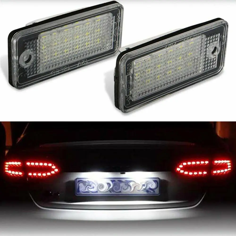 

2PCS LED Car Number License Plate Lamps With 18 LED Error Free License Plate Light Lamp For Audi A3 A4 A5 A6 A8 B6 B7 Q7