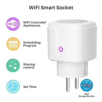 

WiFi Smart Plug EU US UK Adaptor Wireless Remote Voice Control Power Energy Monitor Outlet Timer Socket for Alexa Google Home