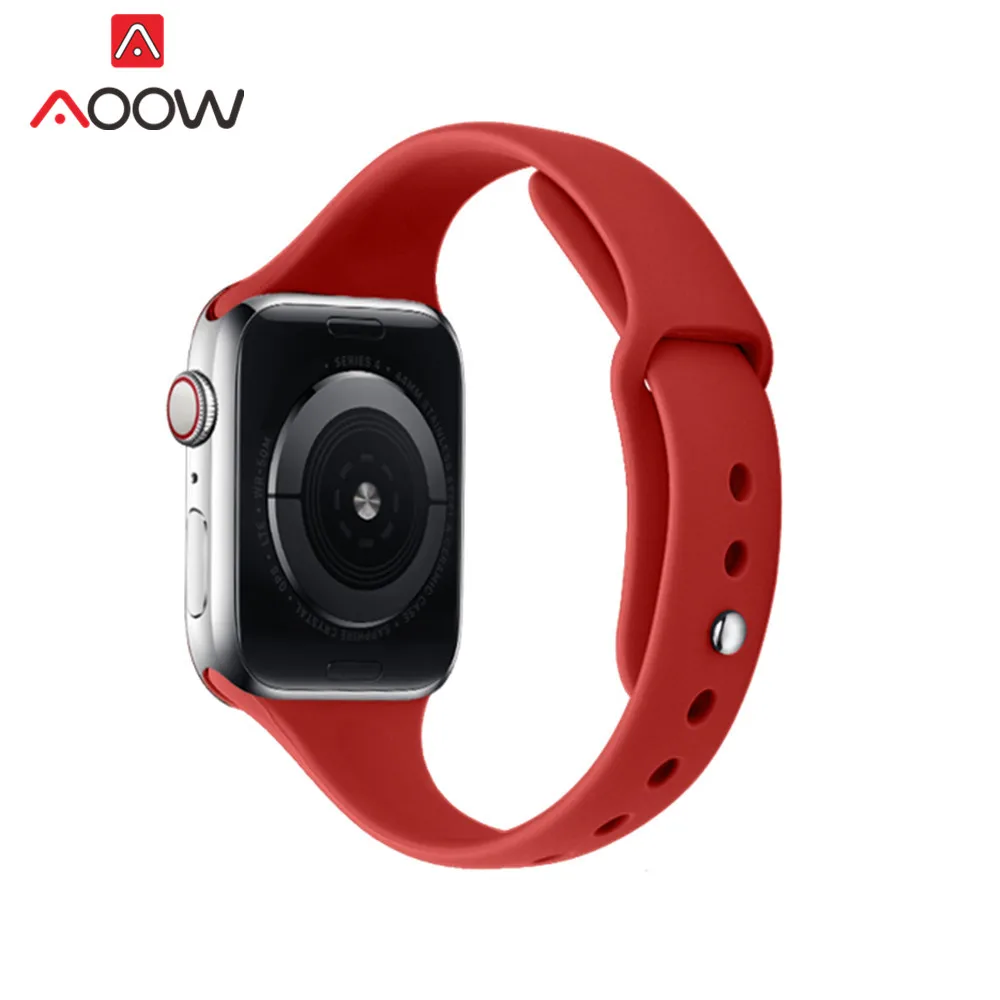 Мягкий силиконовый сменный спортивный ремешок для часов Apple Watch 38 мм 42 мм 40 мм 44 мм браслет ремешок аксессуары для iwatch 4 3 2 1 - Цвет ремешка: Red