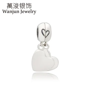 

Wanjun Jewelry 925 Bracelet Charm MOTHER'S Day Hot Sales Mother and Child of Love Double Heart DIY Hanging Bracket
