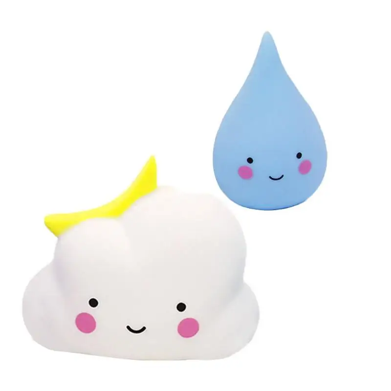 Детские игрушки для водных игр, 4 шт., силиконовые игрушки с брызгами, облако, радуга, капли дождя, гром, душ, погода, товары для познания
