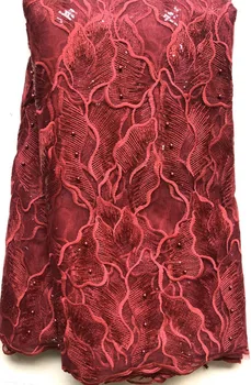 

African Lace Fabric High Quality French Mesh Lace Fabric Beads Nigerian Milk Silk Lace Fabrics with sequins For Dress FLL4923